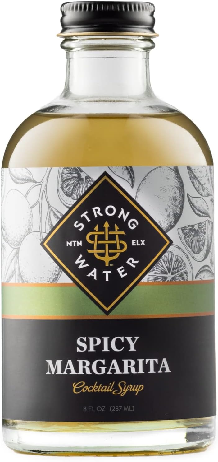 Strongwater Spicy Margarita Mix (Makes 8 Cocktails) - Ultra Concentrated, Coin Style, Premium Margarita Mixer, Made with Fresh Lime Juice, Habanero Extract, Real Sugar - Just Add Tequila, 8.0 Fl Oz