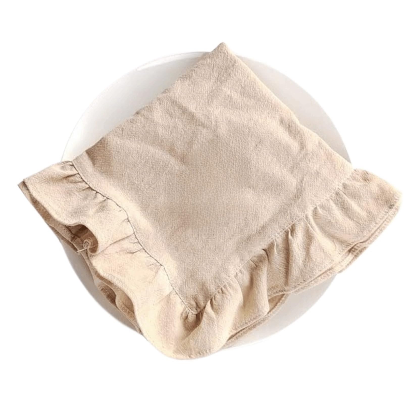 Ruffle Placemats Ruffled Edge Place Mat Cotton Solid Color Table Napkin Rectangular Coaster Decor(Beige,13.78X19.69 in)