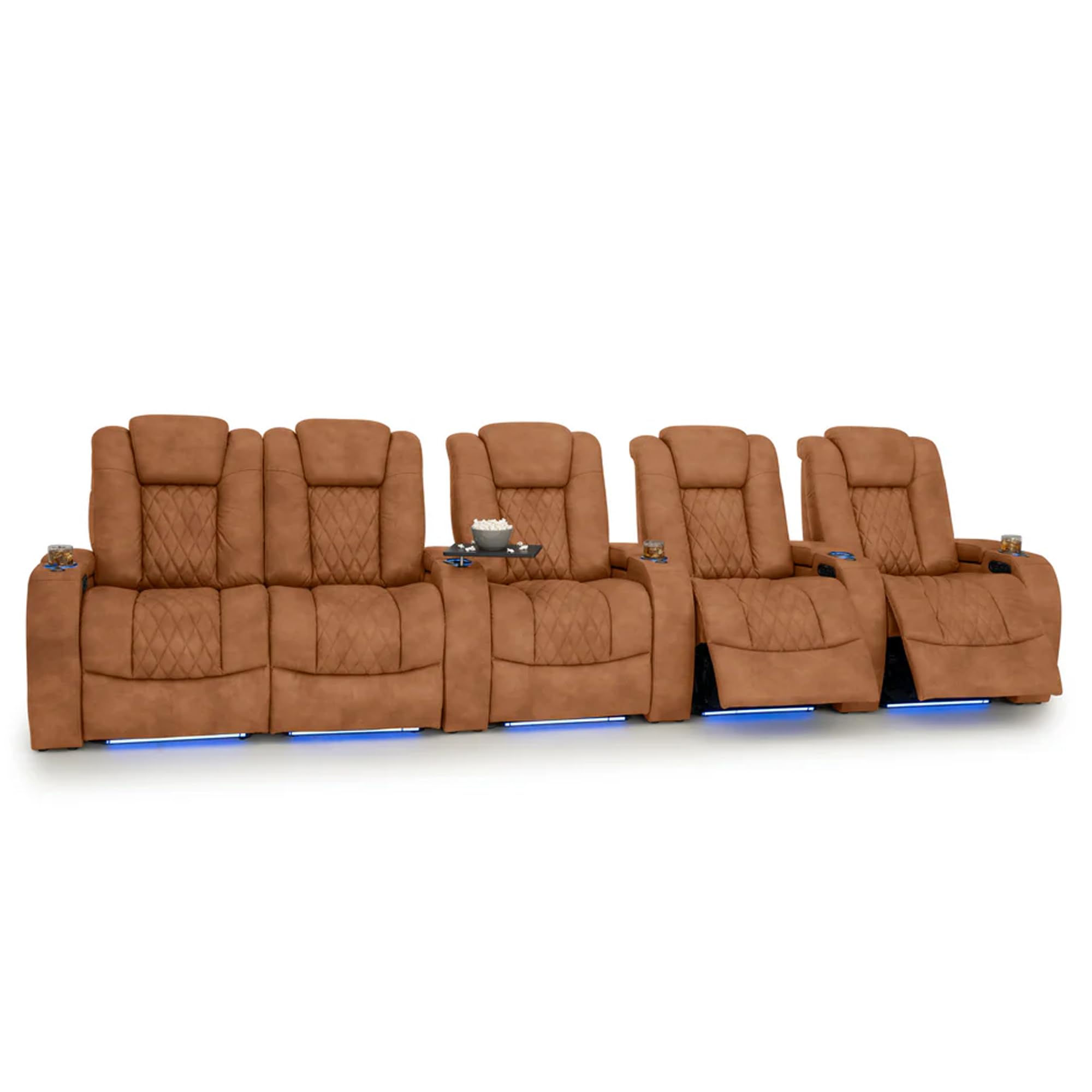Seatcraft Diamante Home Theater Seating Tawny Row of 5 Left Loveseat