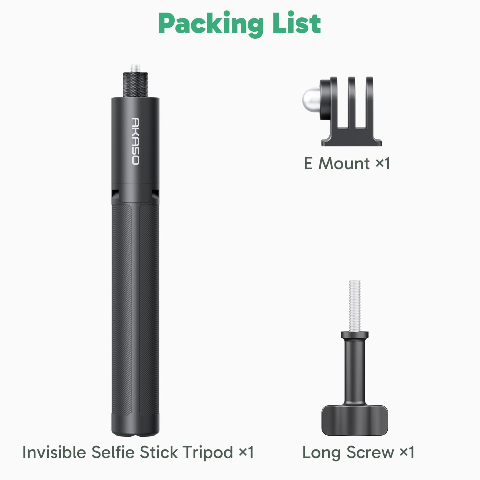 AKASO 120cm Unsichtbarer Stativ-Selfie-Stick – für Insta360 X5 X4 X3 Ace Pro, DJI Action Osmo 360, GoPro Hero 13/12/11, AKASO 360/EK7000/EK7000Pro/Brave 4 Pro/Brave 7/7 LE/V50 X/V50 Elite Action Cam