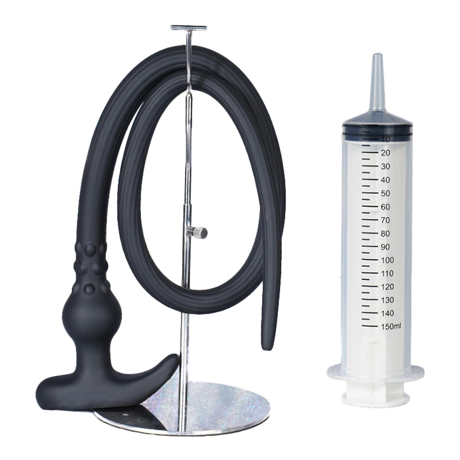 Plug Anale Cavo Extra Lungo in Silicone Doccia Vaginale Risciacquo Anale Clistere per Pulizia Intestinale Plug Anale SM Dilatatore Doccia Intima Clistere Siringa Set Giocattoli Anali