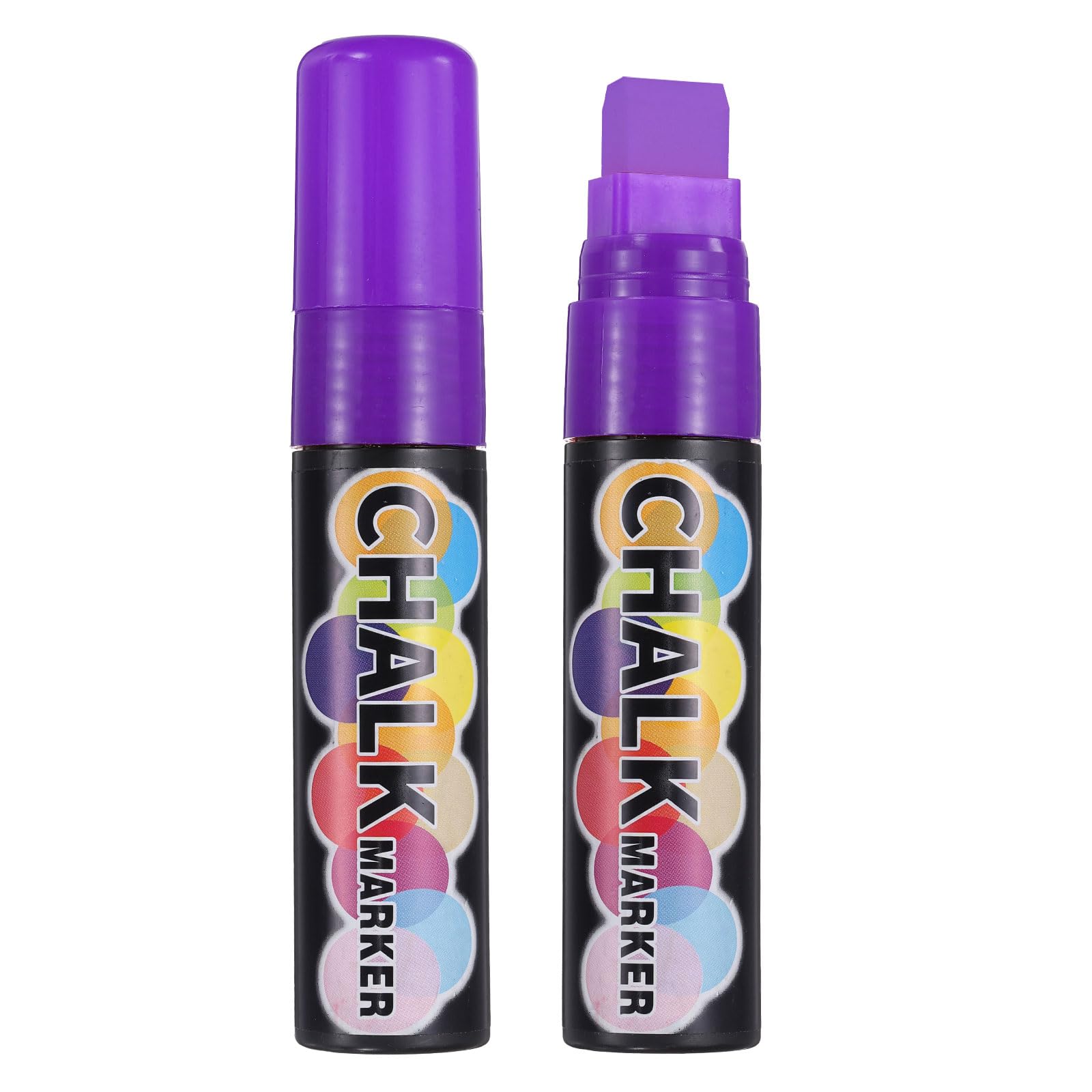PATIKIL Liquid Chalk Markers 15mm, 2 Pcs Chalkboard Markers, Dry Erase Chalk Pens with Erasable Wide Fine Tip Wet Erase for Chalkboard Windows Blackboard Car Mirror Glass, Purple