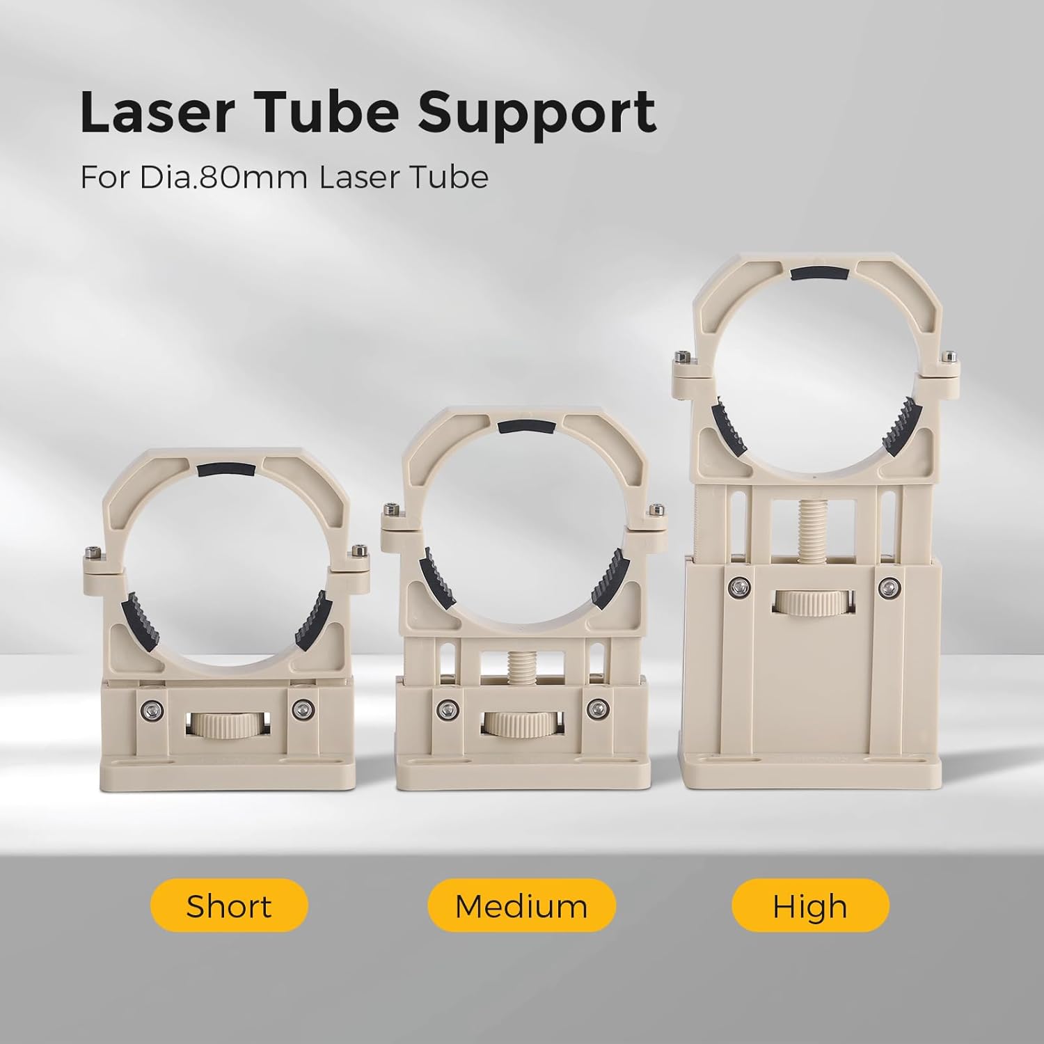 Cloudray CO2 Laser Tube Mount Holder - Adjustable Support Bracket for 80mm Diameter Laser Tubes - Compatible with Laser Engraving & Cutting Machines (High)