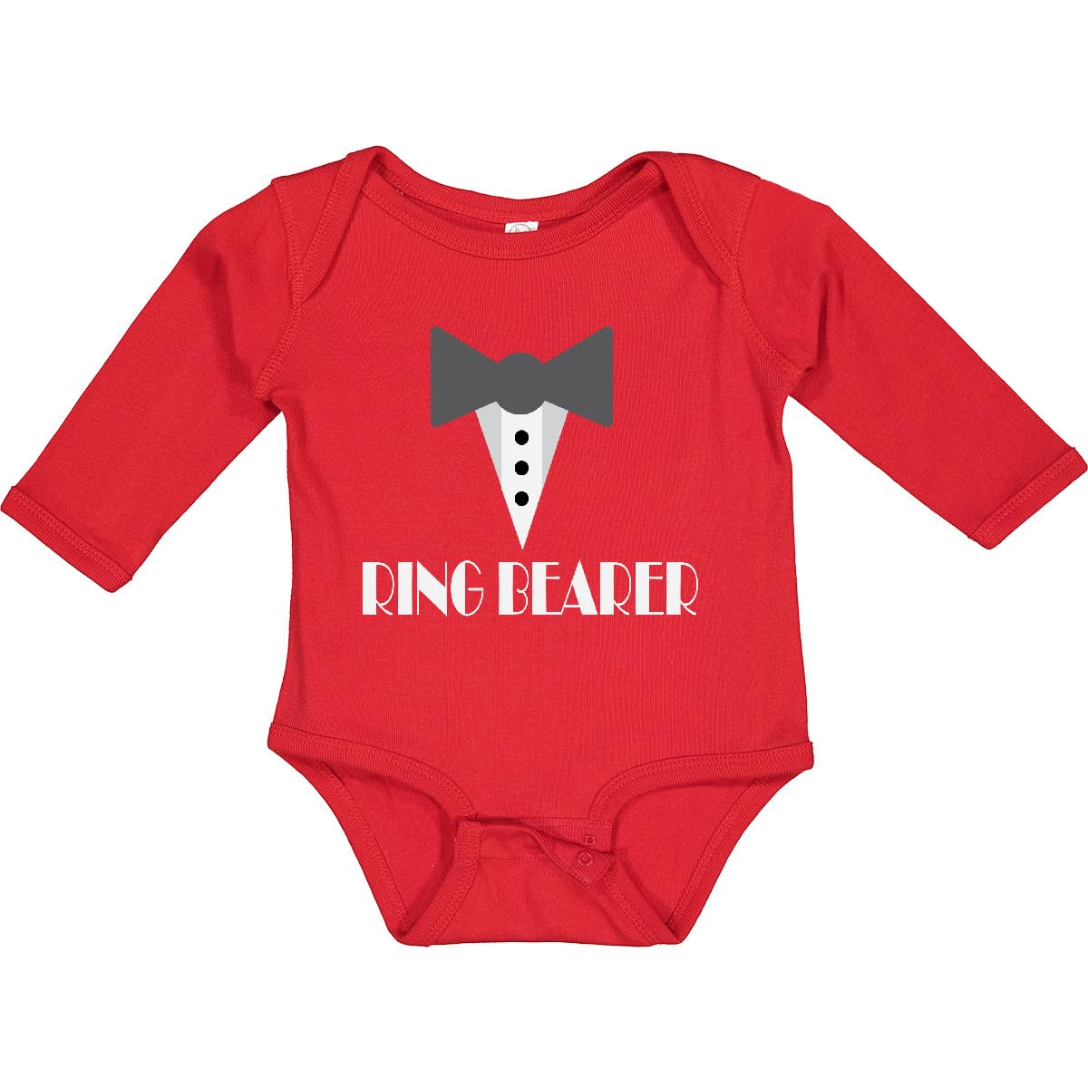 inktastic Ring Bearer Mock Tux Tuxedo Long Sleeve Creeper