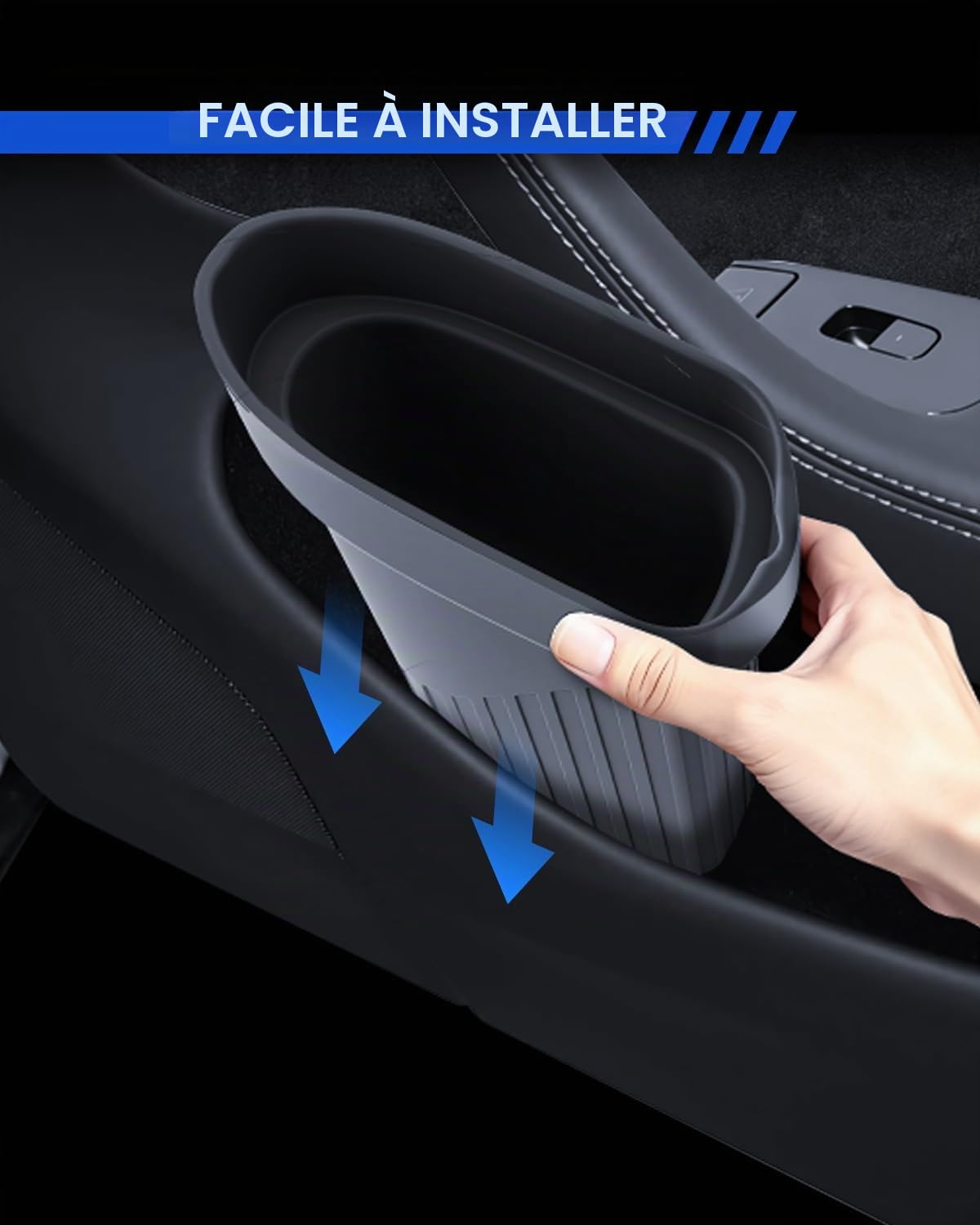Lot de 2 poubelles de porte de voiture pour Tesla Model 3/Y - Poubelle intérieure - Poche latérale - Boîte de rangement à fente - Silicone souple - Tesla Model 3/Y 2016-2026 Highland Juniper
