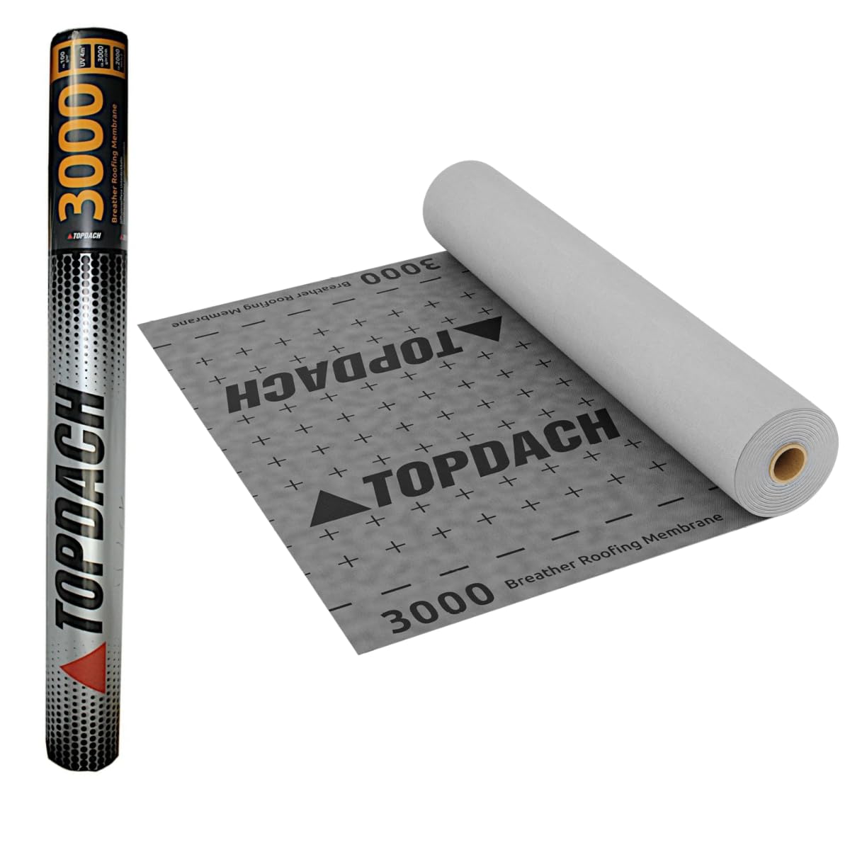 3000 Unterspannbahn diffusionsoffen 100 g/m² 75 m² (1,5 x 50 m) – 3-lagige Unterdeckbahn wasserdicht W1, Sd-Wert 0,02 m, EN 13859-1/-2, Grau