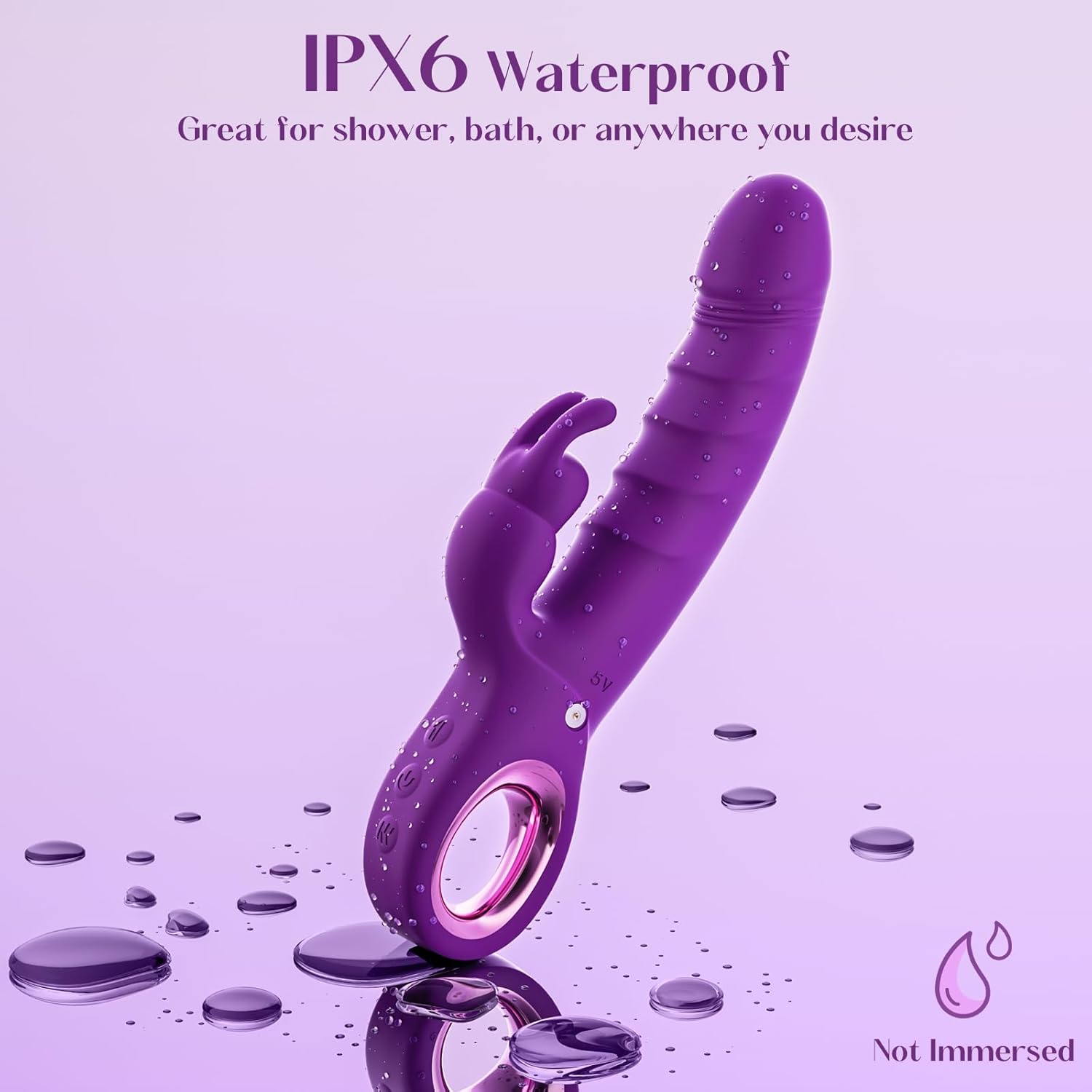 Thrusting Dildo Vibrator Sex Toys - Rose Toy Dildos with 7 Thrusting & Rabbit & Vibration Modes - Independent Control Adult Toys with Multiple Stimulation, Rabbit Vibrators for Women (Dark Purple)