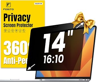 F FORITO 14 Inch 1610 Laptop Privacy Screen Protector, 360 Anti Peeping and Anti Glare Laptop Privacy Shield Compatible with All 14" Laptops with 1610 Aspect Ratio