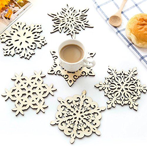 angwang Tapete para copos Wodden, porta-copos de com flocos de neve para café e chá