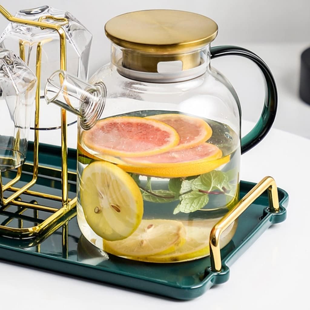 Tea Cup Set Glass Tea Cup Set with Teapot Tray 4 Cups and Spooon with Cup Rack European Teapot Cup Set Coffee Mugs (A) (B)