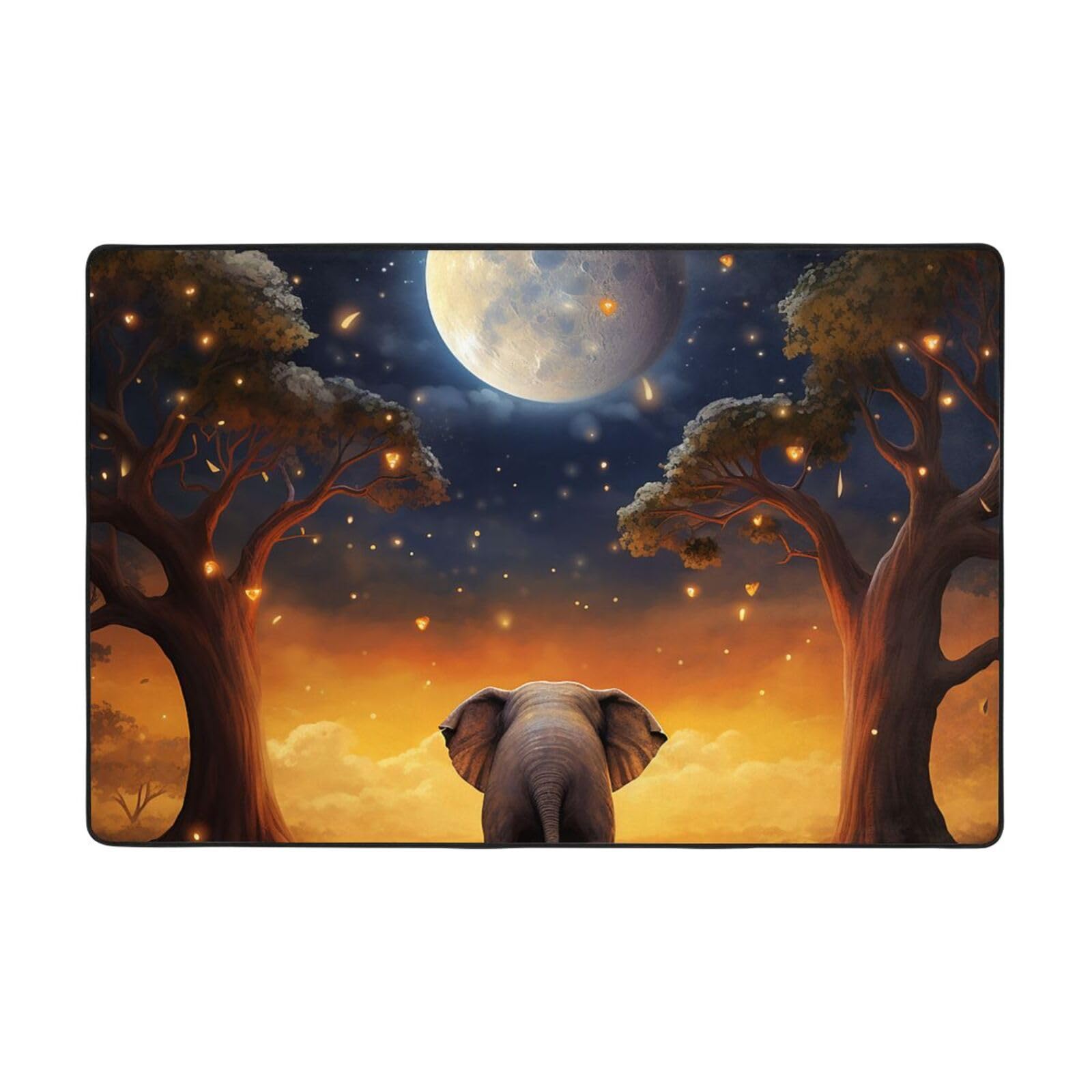 Tapis salon vintage anti-salissure entrée chambre éléphant