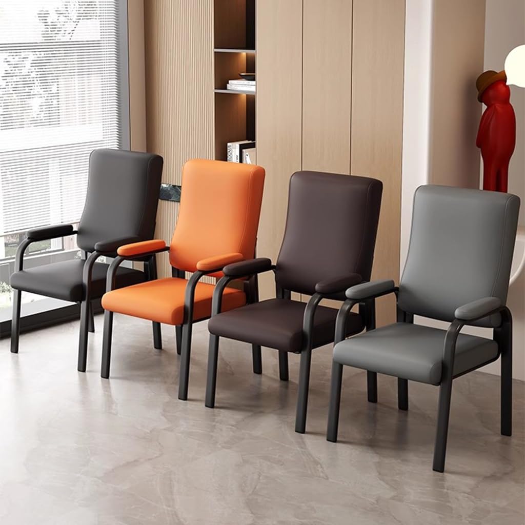 Ergonomische Orangefarbene Konferenzstühle, Gepolsterte Sessel Für Empfangs- Und Warteräume, Stilvolle Bürositze Aus Leder Mit Metallrahmen, Ideal Für Schulungen Und Gäs,Orange