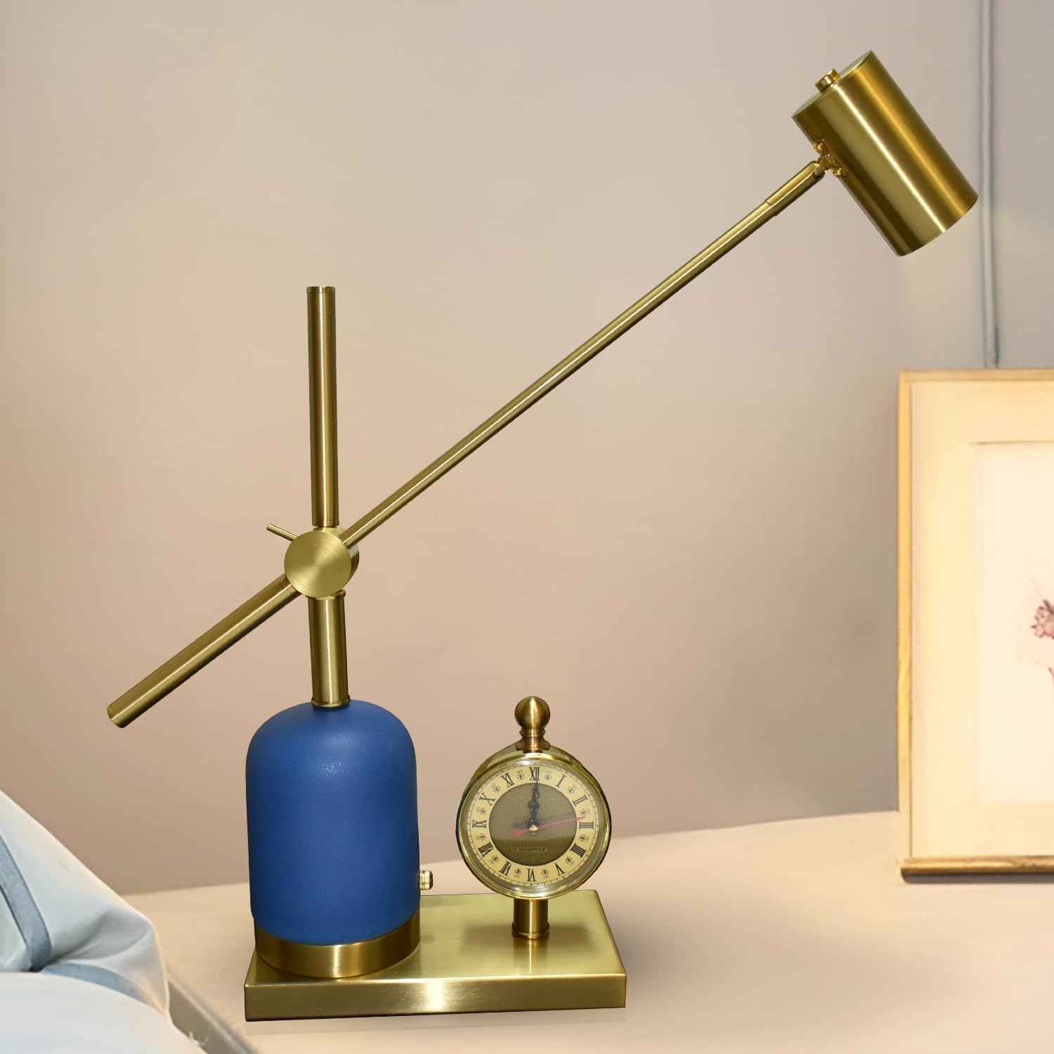 Smartway® Vistapro Adjustable LED Table Lamp with Vintage Clock | Slim Arm Desk & Bedside Light | 3 Colour Modes | Modern Lamp for Bedroom, Study, Living Room, Hotel & Office-image-15