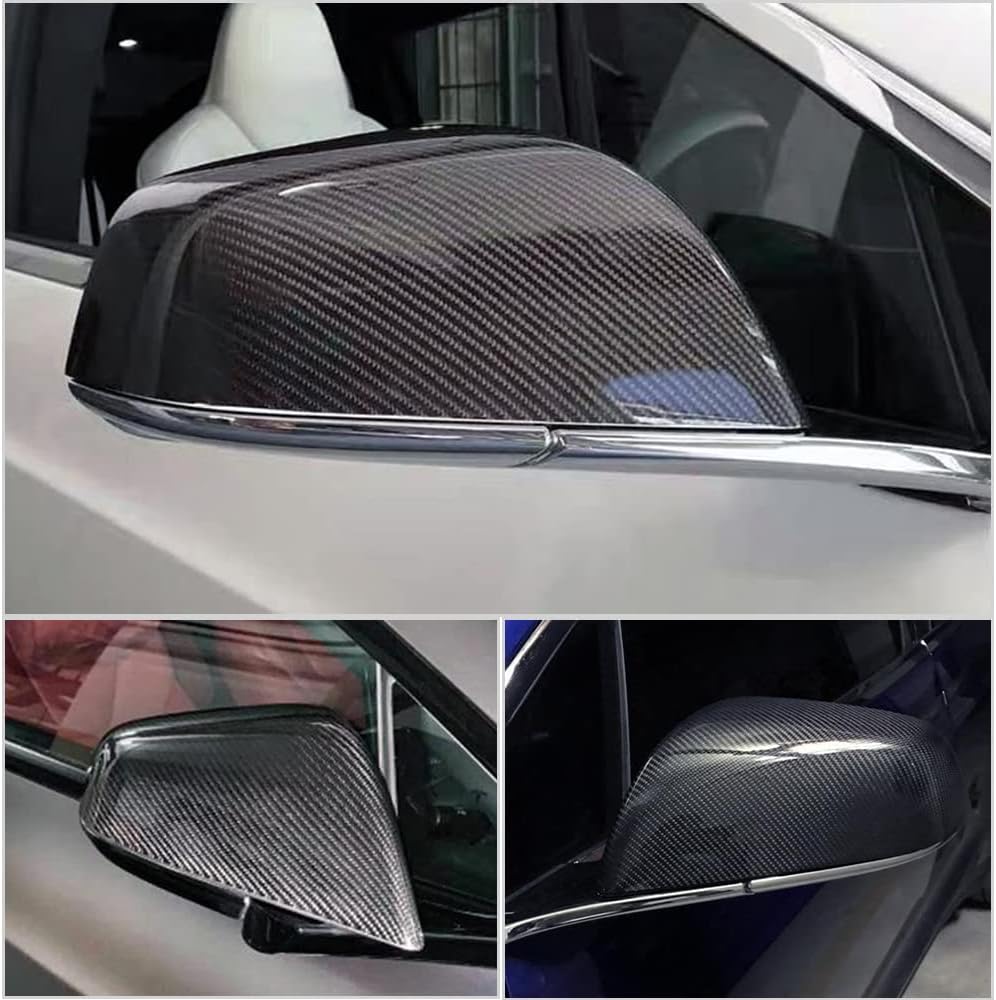 Dry Carbon Fiber Mirror Caps for Tesla Model S 2014-2020 Sedan 4-Door Rearview Mirror Covers Add on Style Factory Outlet