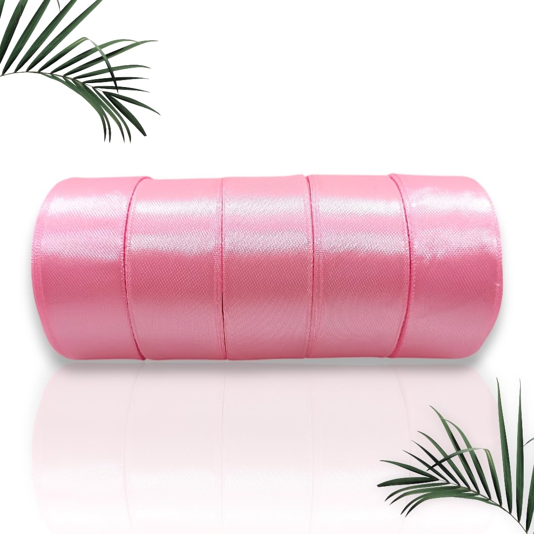 Craft Satin Ribbon 1 inch Roll Set for Gift Packing DIY Craft Hair Bow Flower Making Christmas Tree Decoration, Birthday Decoration, 1 inch 10 Meter Long (aprx) - Pack of 5 (Baby Pink)-image-34