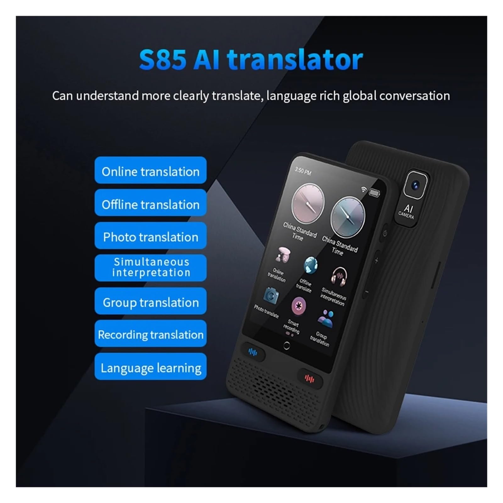 Traducteur de Langue, Dispositif de Traduction de Langue Portable, 138 Langues en Temps réel, traducteur Vocal instantané avec Traduction en Ligne Hors Ligne