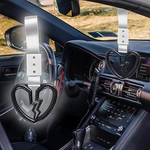 Miniatura 2 de Q1-TECH, JDM Tsurikawa Anillo japonés de metro, tren, autobús, mango de corazón roto, correa de mano, anillos de advertencia para parachoques