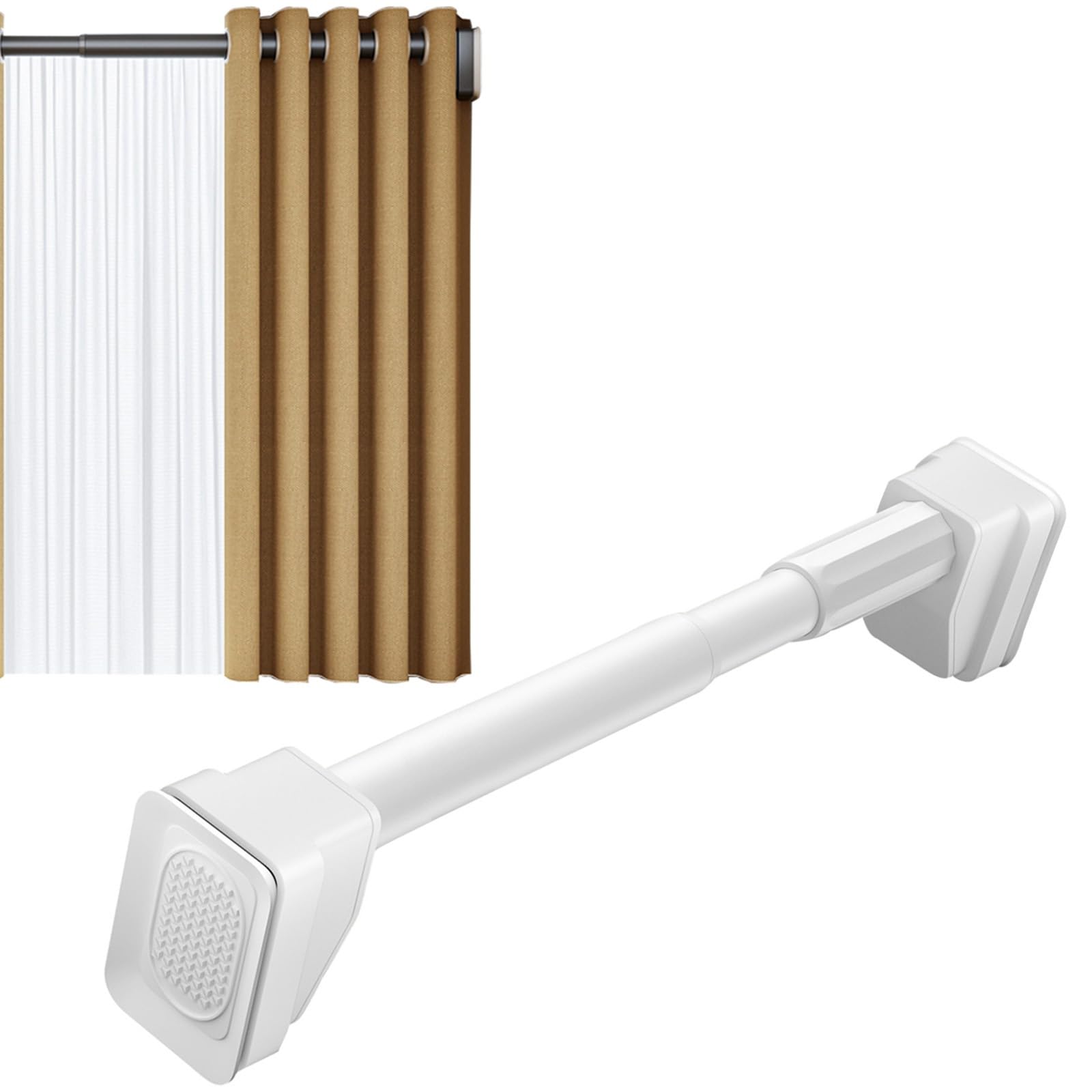 GLDYTVF Adjustable Curtain Rod No Drill Flexible Extendable Curtain Pole for Windows & Closets White 70-120CM - Easy Installation Stylish Home Decor