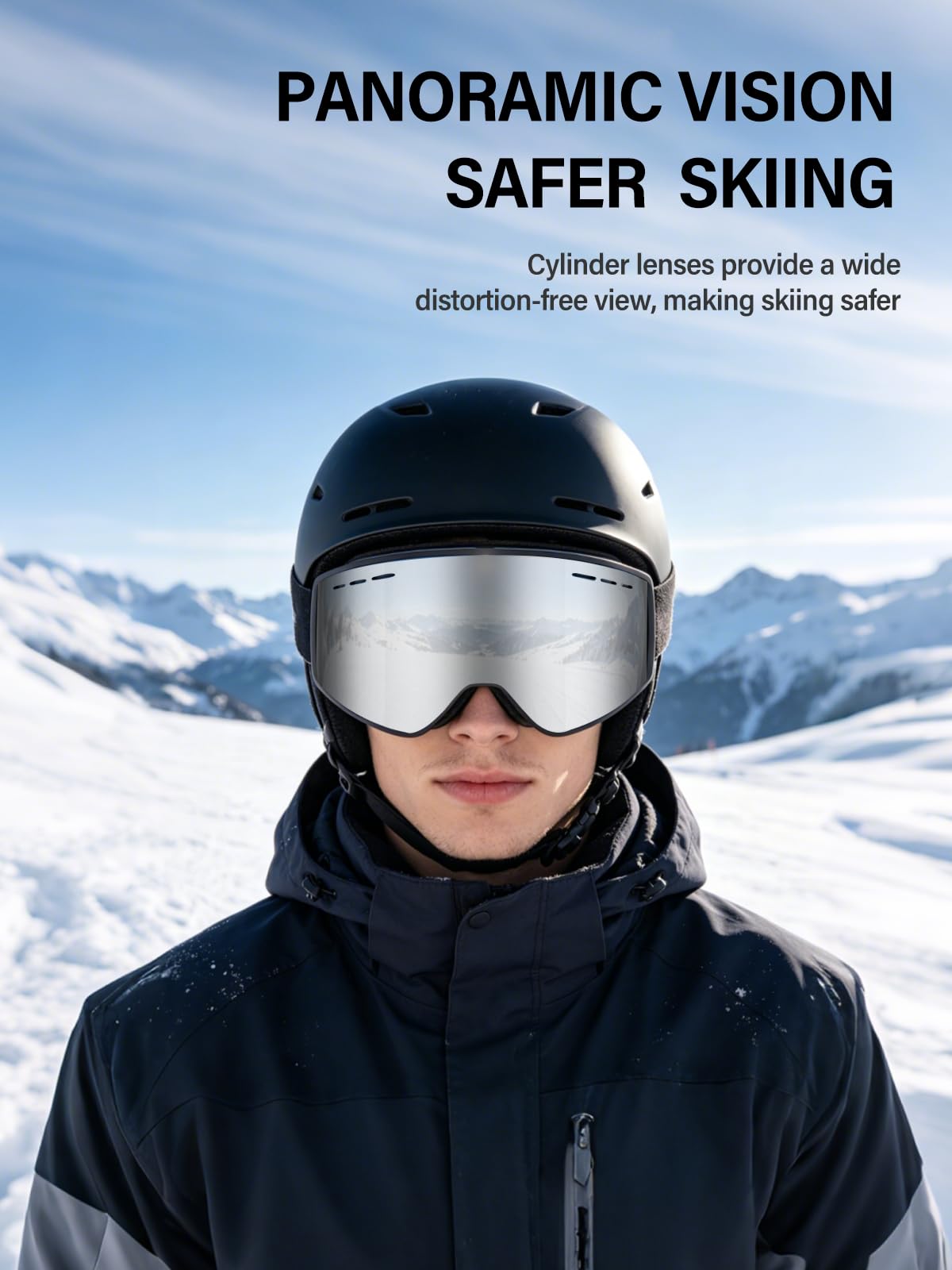 Lunettes de ski pour homme et femme, verres double couche, anti-buée et anti-rayures, protection à 100 % UV, lunettes de planche à neige pour adultes et jeunes, motoneige, parachutisme