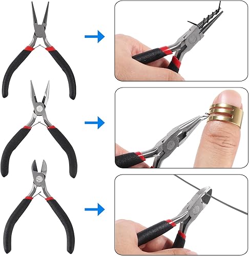 Miniatura 3 de D-FLIFE Kit de suministros para hacer joyas con herramientas de joyería, alambres de joyería y accesorios de joyería para reparación de joyas y