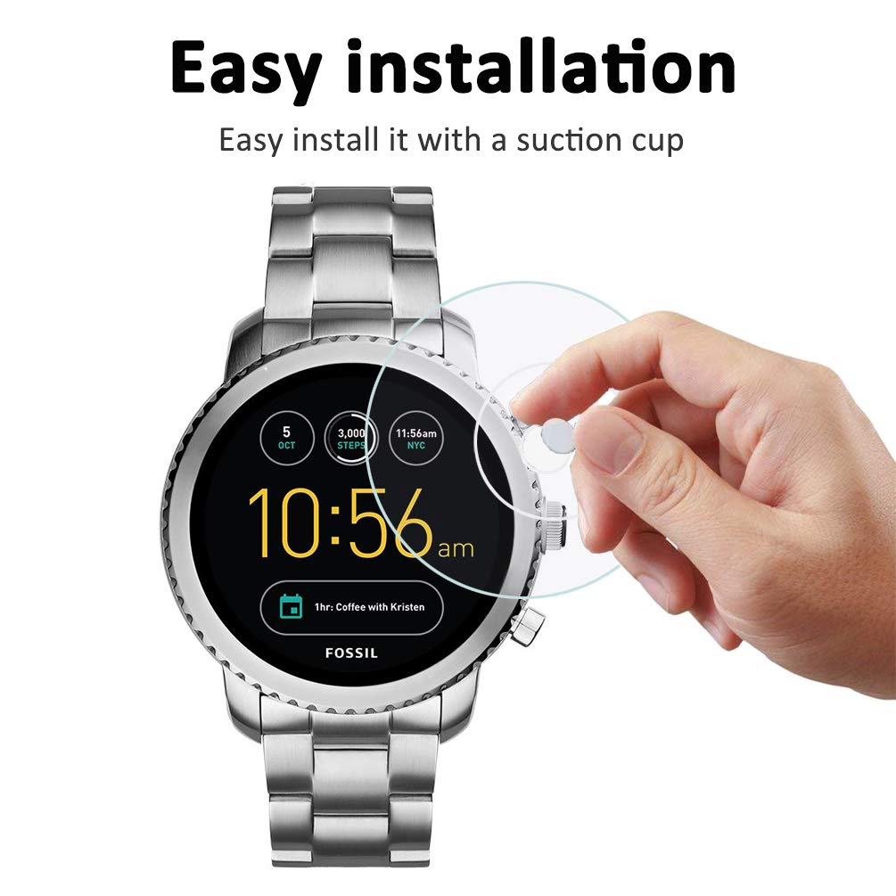 Qrettie 3 Pellicole In Vetro Temperato Per Fossil Q Explorist Gen 3 - 9H, Antigraffio, Con Kit Installazione - 4