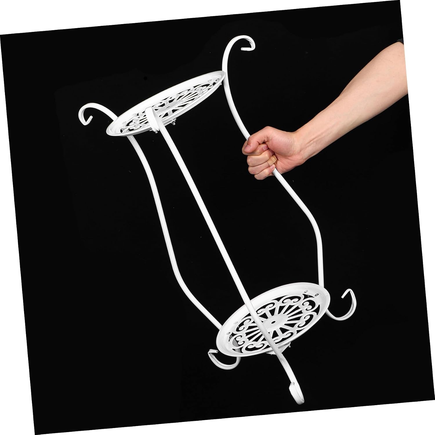 Bird Bath Stand 23.6 Inch Iron Two Tier round Holder