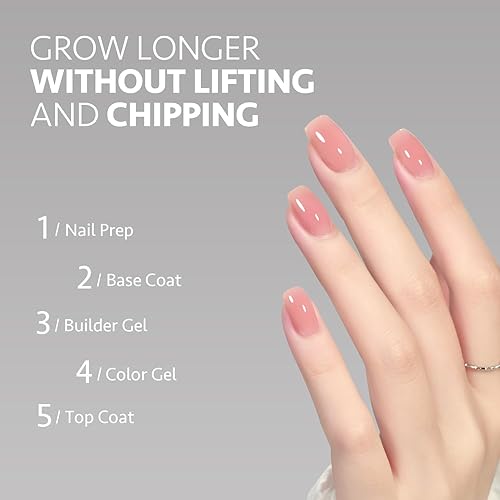 Miniatura 26 de GAOY Gel constructor para uñas, fortalecedor de uñas de 0.6 fl oz en una botella, gel duro para extensión de uñas, secado por luz UV de larga