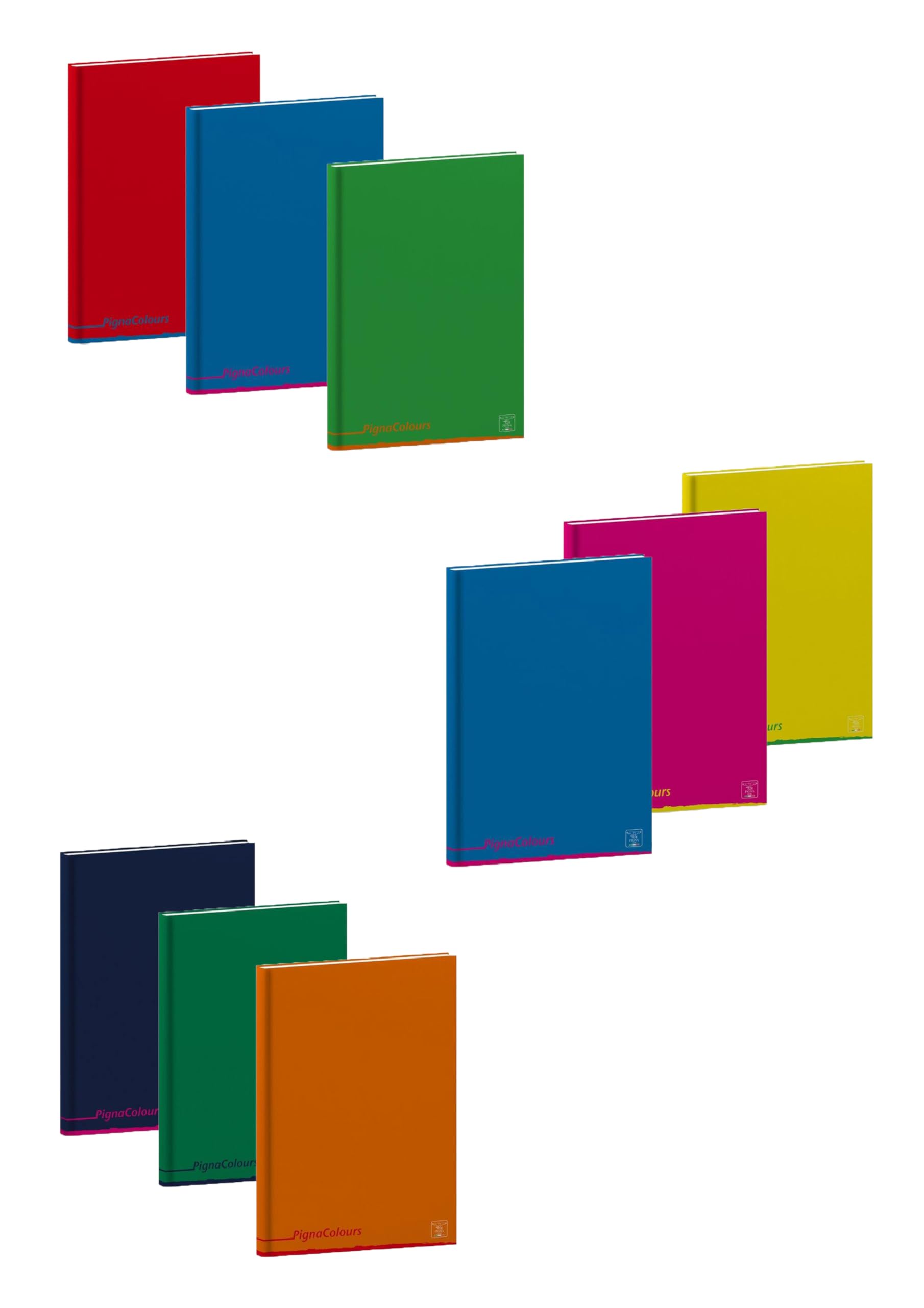 Pigna, Pigna Colours Maxi Notebook with Hardback Cover, Inner 0A, First/Second Grade Lines, 80 g/m², Assorted Covers, 21 x 29.7 cm, 3.