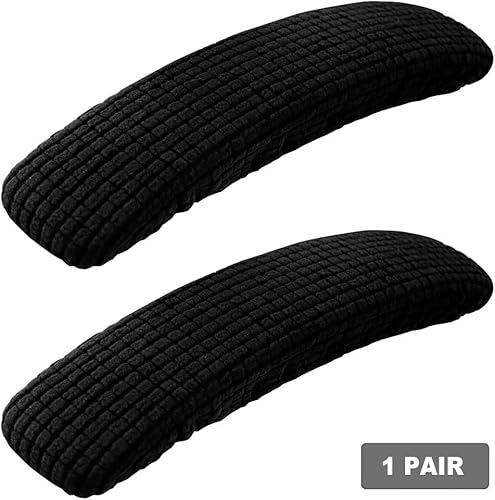 Miniatura 8 de SARAFLORA Paquete de 4 fundas elásticas para silla de oficina, de elastano, resistentes a las manchas, para sillas de escritorio, brazos, color negro