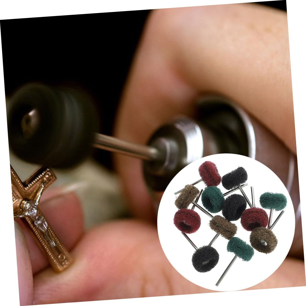 Mobestech 100pcs Drill Polisher Scuff Pad Polishing Wheel Attachments for Efficient Buffing and Sanding Brush Design Handle for Enthusiasts and Professionals