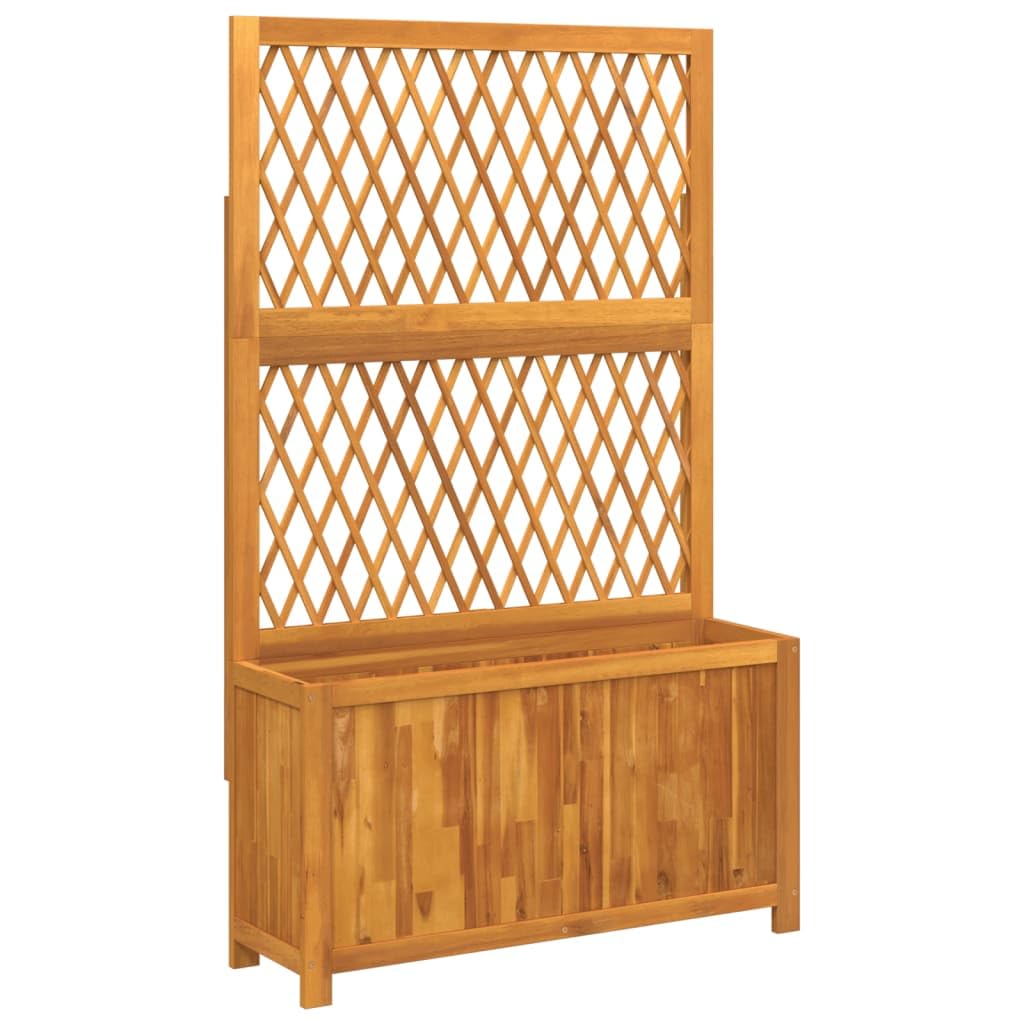 vidaXL Outdoor Flower Pot Raised Bed with Trellis - Solid Acacia Wood, Brown, 165cm Height for Garden/Patio Plants and Vegetables