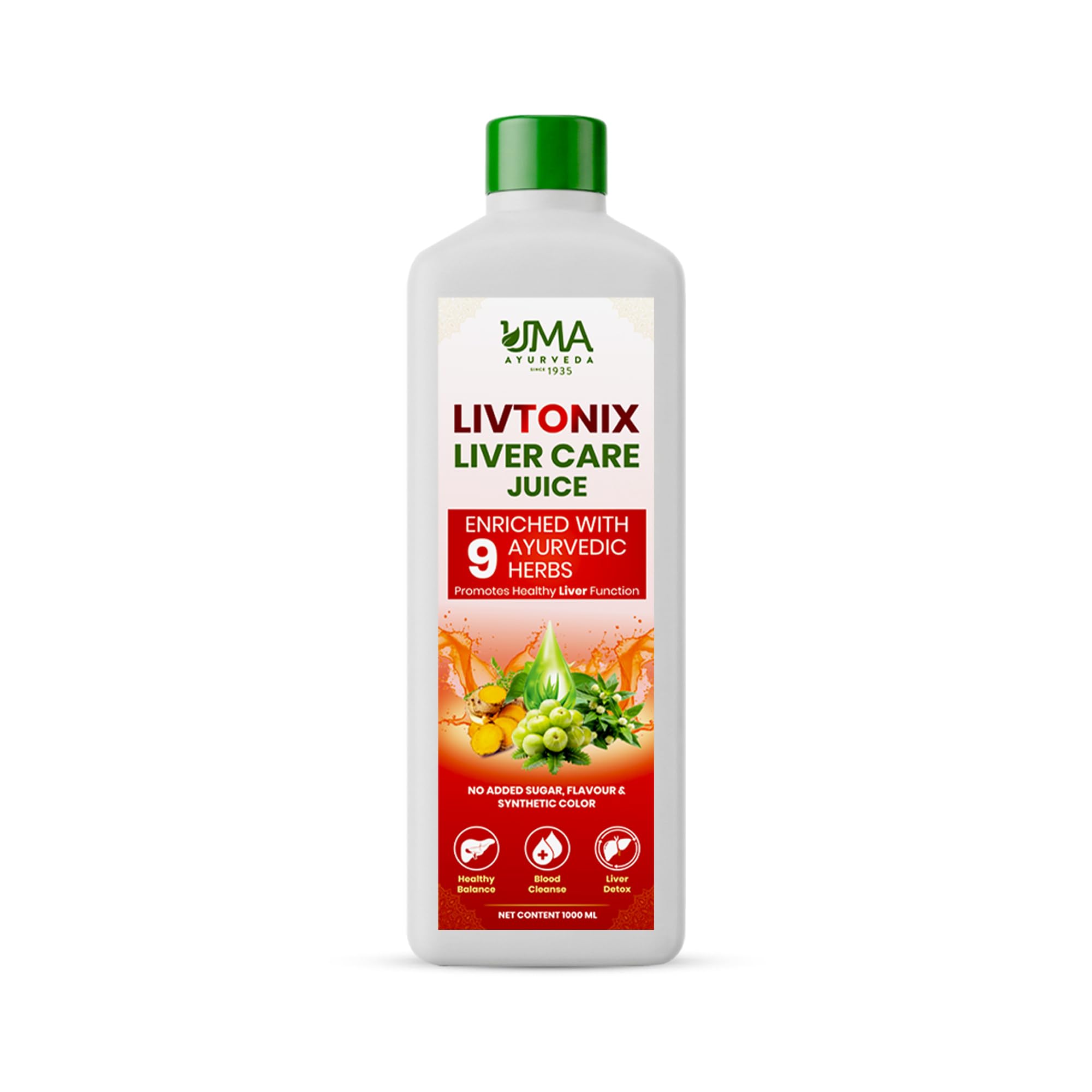 Uma Ayurveda Livtonix Liver Care Juice | Herbal Liver Support Drink | Natural Detox & Digestive Wellness | Daily Health Tonic | 1L