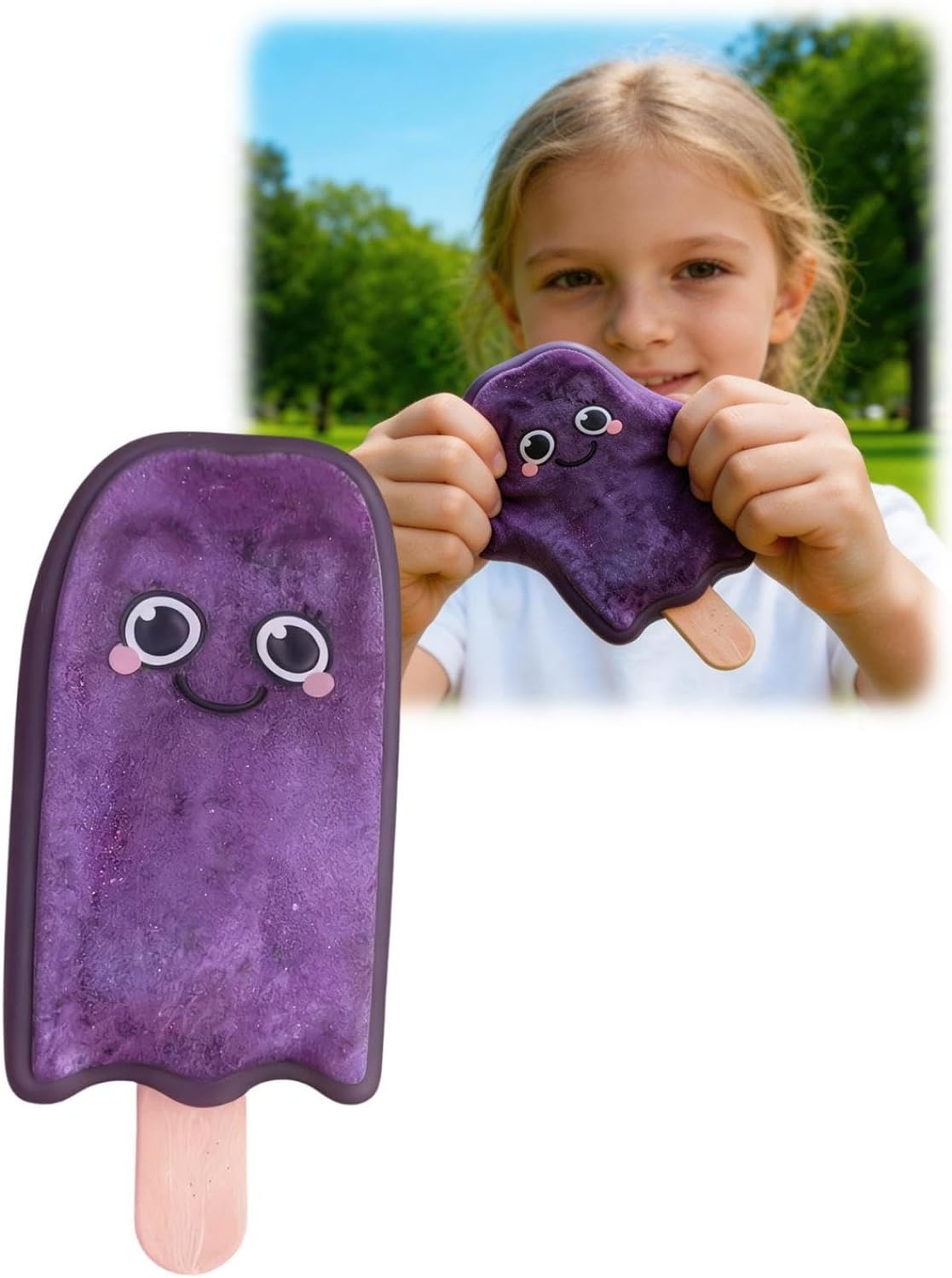 Ice Cream Squeeze Squishy, Summer Sensory Stress Relief, Emotional Ice Sensory Stress Slow Rising for Kids and AdultsEaster Basket Stuffers Party Favors (Purple)