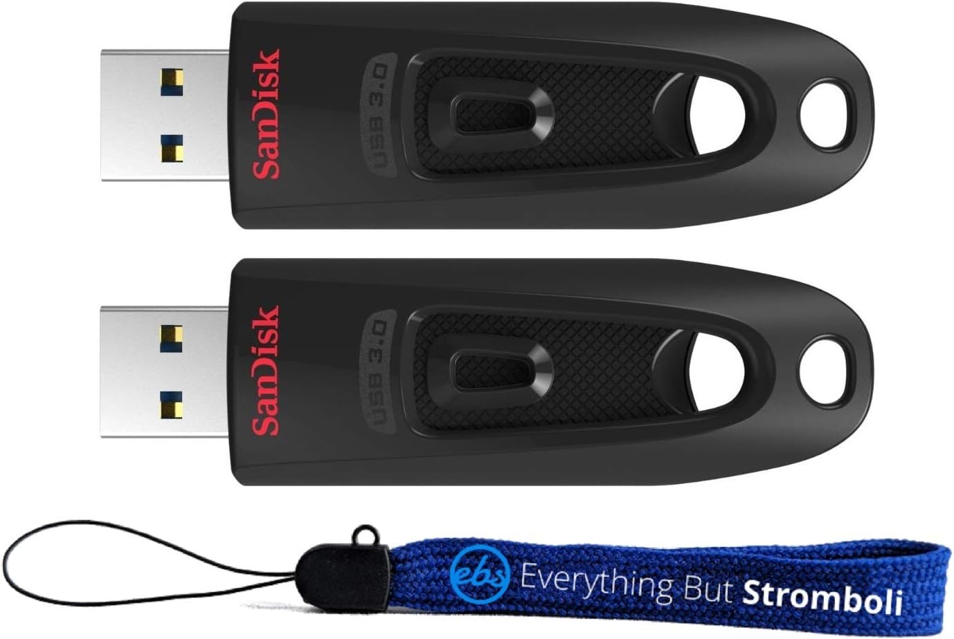 SanDisk Ultra 512GB USB 3.0 Flash Drive (Bulk 2 Pack) Works with Computer, Laptop, 130MB/s 512 GB PenDrive High Speed Memory Storage (SDCZ48-512G-U46) Bundle with (1) Everything But Stromboli Lanyard