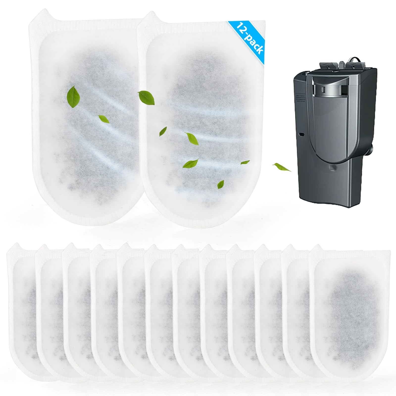 12 Pezzi Cuscinetti Filtro per Tetra EasyCrystal C600 Filtri di Ricambio per Tetra EasyCrystal Filter Pack C600 Cartuccia Filtro con Carbone Attivo e Zeolite YY
