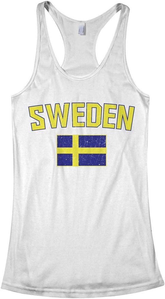 Threadrock Women's Sweden Flag Racerback Tank Top
