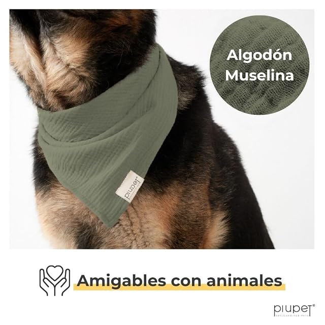 Foto 4 de 6 de PiuPet 2X Bandana para Perros - Pañuelo de Muselina 100% Algodón