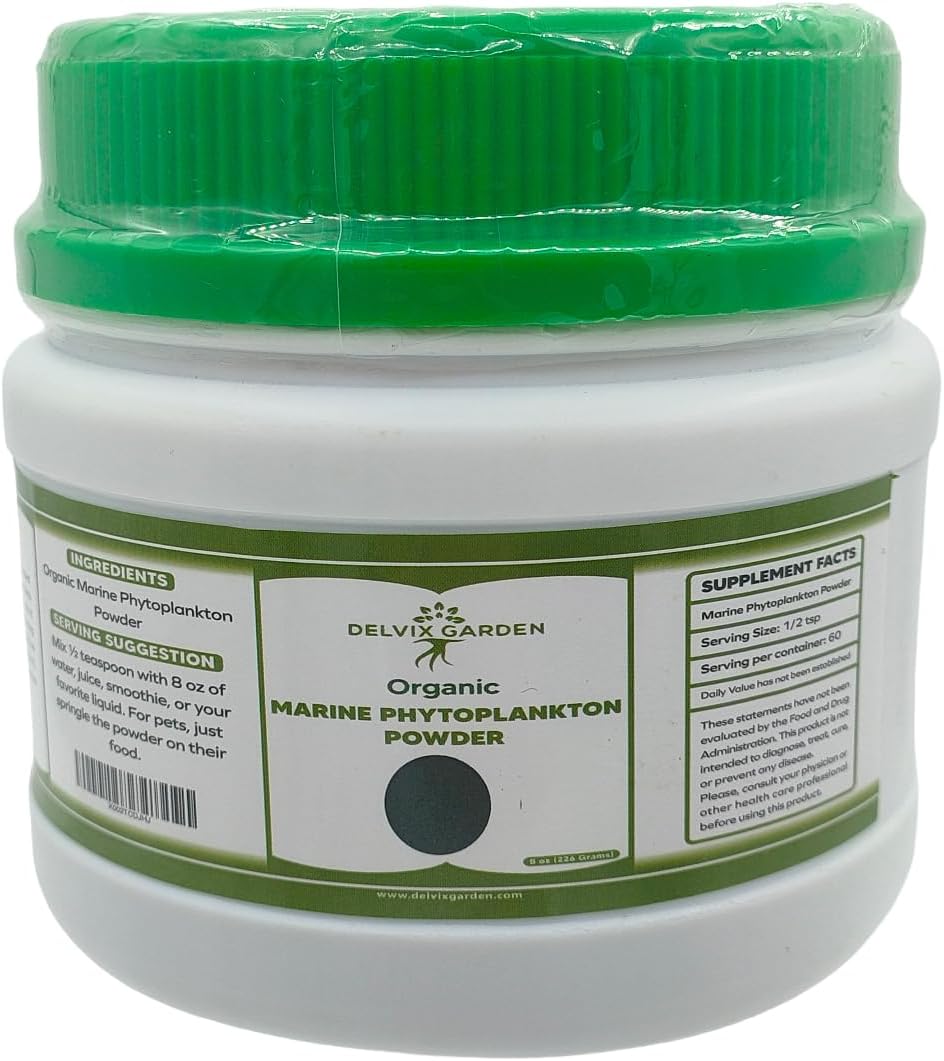 Marine Phytoplankton Powder, 8 oz: Sea Superfood for Energy, Vegan ALA, DHA and EPA; Pure Marine Phytoplankton Powder for Humans and More