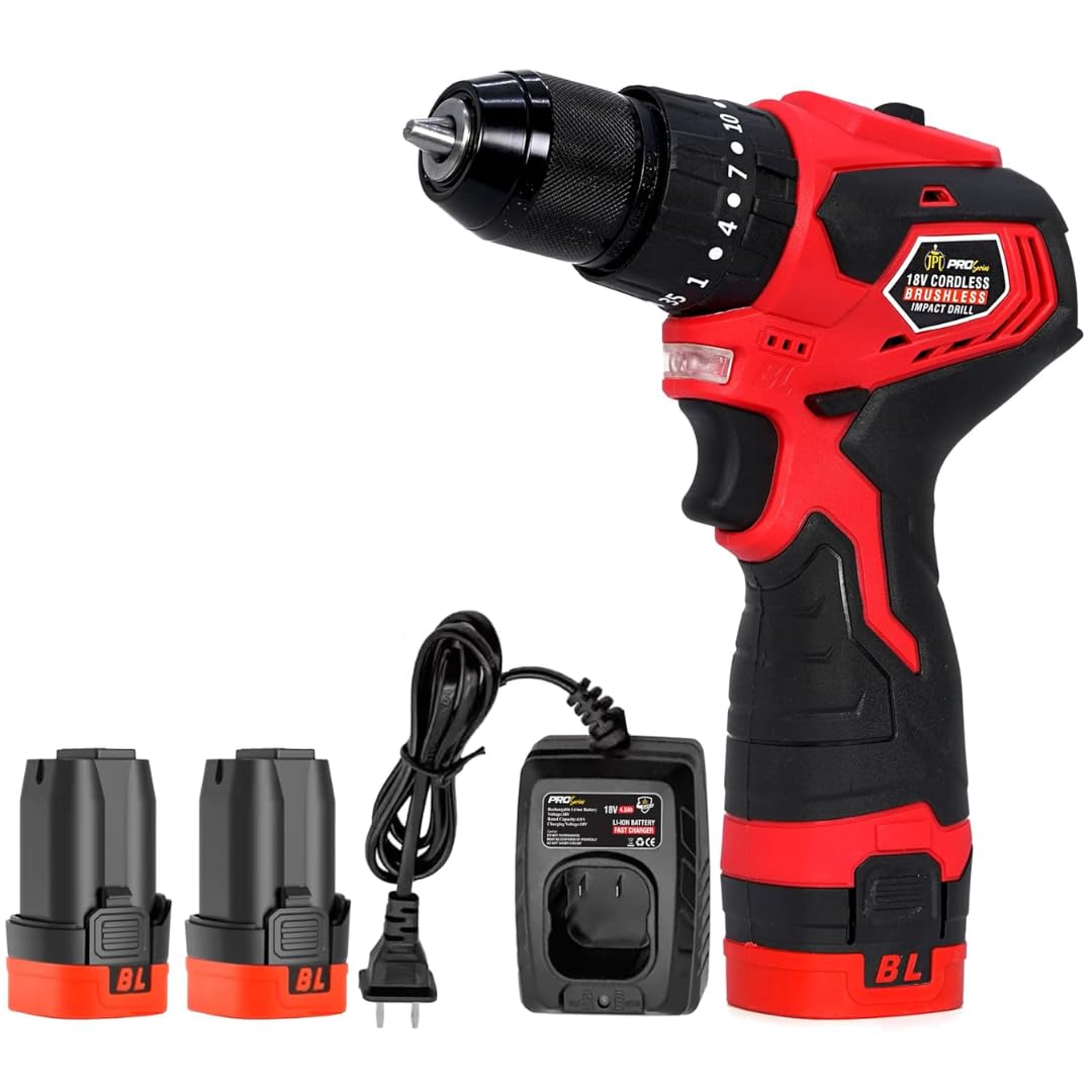 JPT PRO Series 18V Steel Chuck Impact Drill Machine | 60 Nm Torque | 2000 RPM Speed | 3/8" Keyless Chuck | 2x Speed Mode | 20+3 Setting Mode | 1.5Ah Battery | 18V Fast Charger | Carry Case