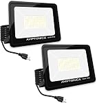 LED Flood Light, 50W 5000lm Waterproof Outdoor Floodlights with Plug, 5000K Daylight White Exterior Flood Light, 300W HPS Equivalent LED Work Light for Garden, Yard, Garage, Porch, 2 Pack