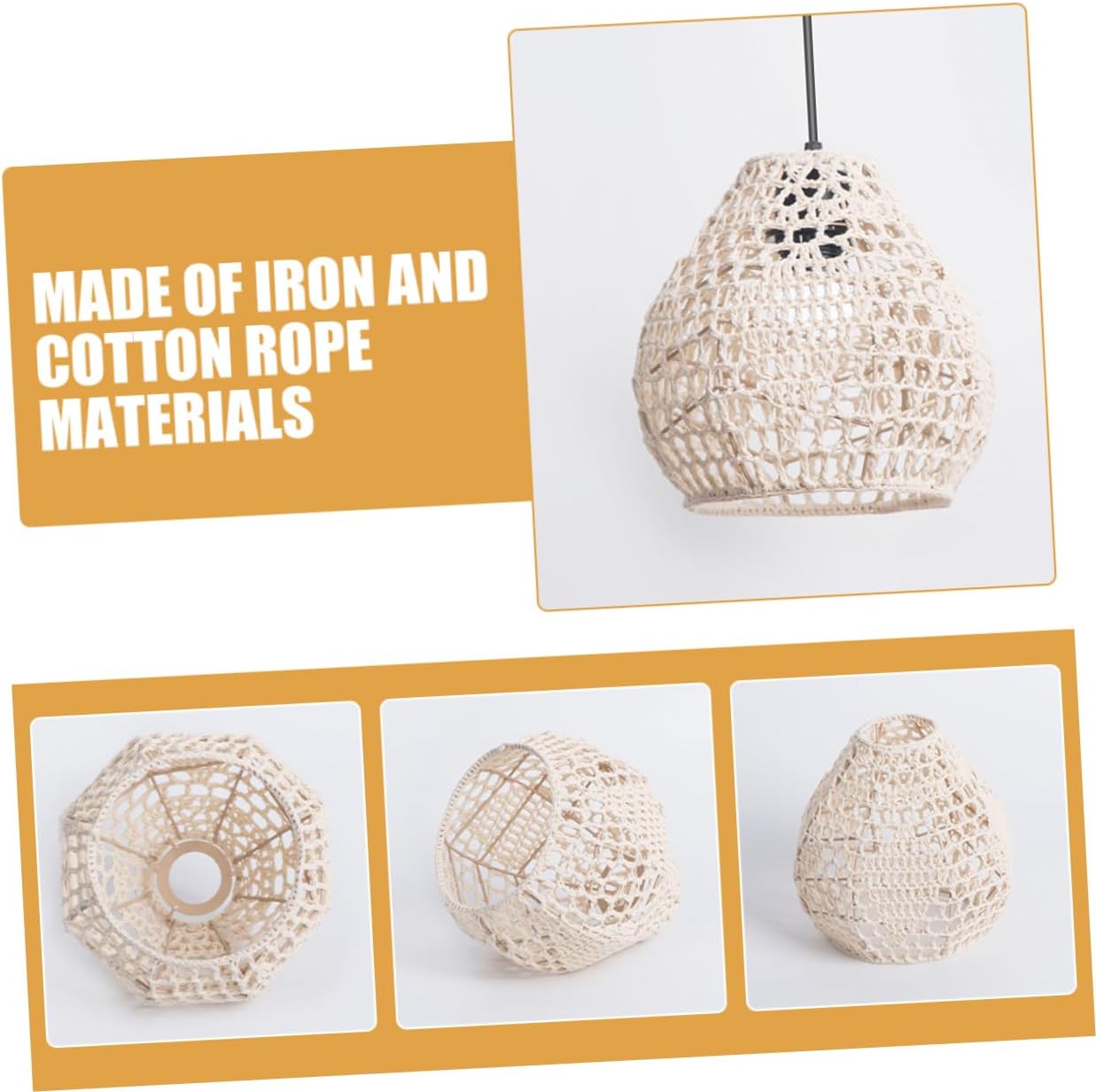 Handmade Woven Bohemian Lamp Shades Rustic Ceiling Light Fixture for Bedroom Living Room