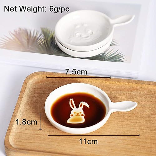 Miniatura 7 de Juego de platos de cerámica de dibujos animados súper lindos mini plato de condimentos de inmersión platos de soja de sushi plato redondo para