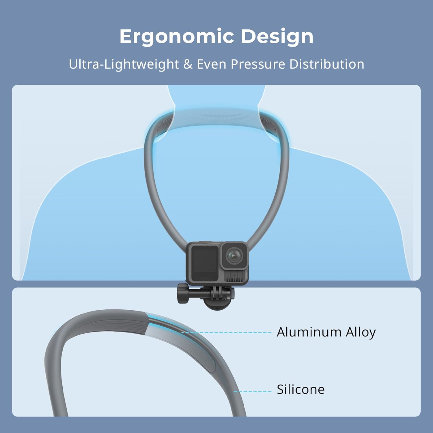 SMALLRIG Magnetic Neck Mount for Action Cameras & Phones, Comfortable POV Shooting Support with Universal 2-Prong Adapter and Phone Holder, 5128
