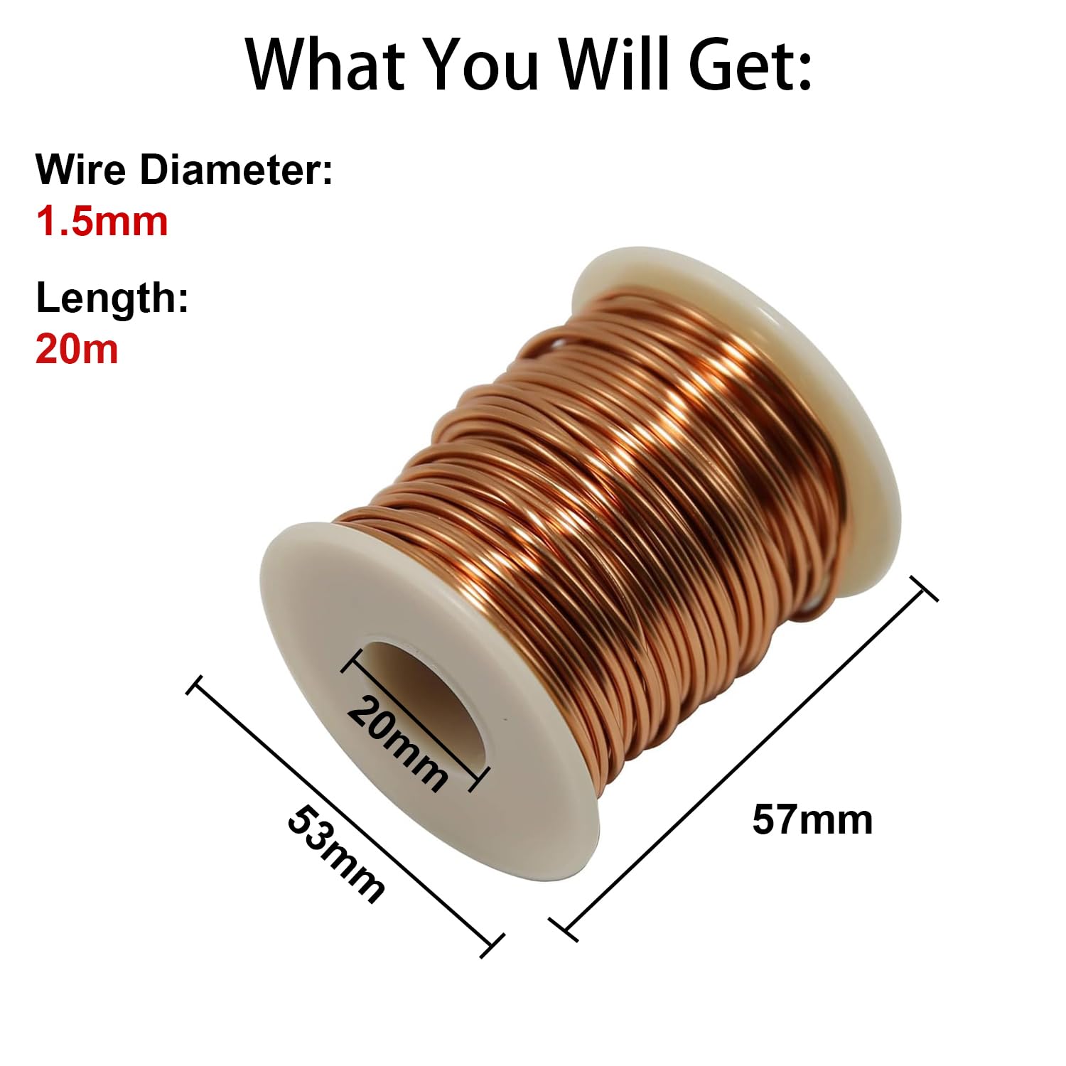 Alambre de Cobre Lacado 1,5mm 20m Rollo Para Joyería Manualidades