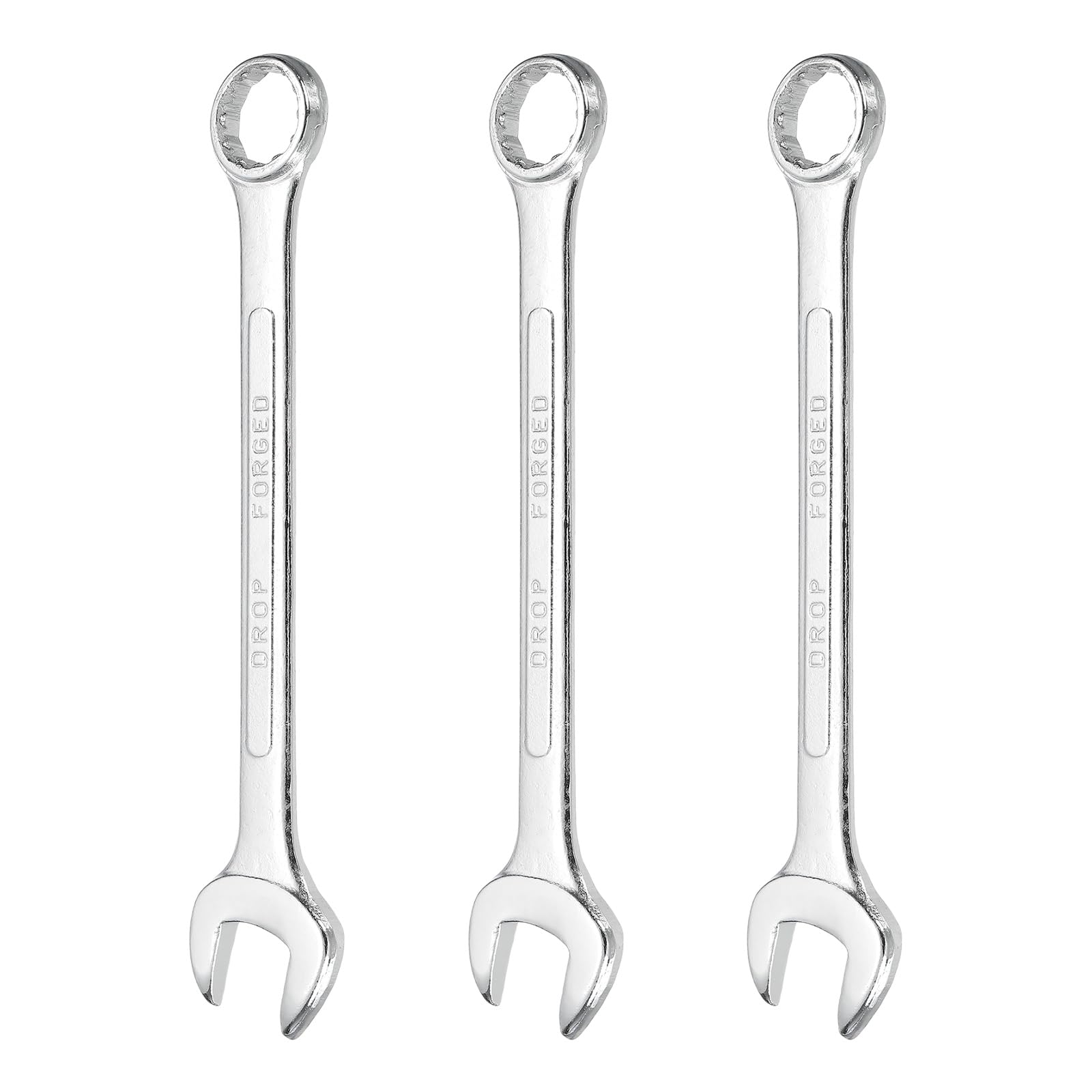 sourcing map 3Pcs Combination Wrench 21mm Metric 12-Point Box and Open End Zinc Plated Steel Double Ended Spanner Tool for Automotive Pipe Furniture Machinery DIY Repair, Silver White