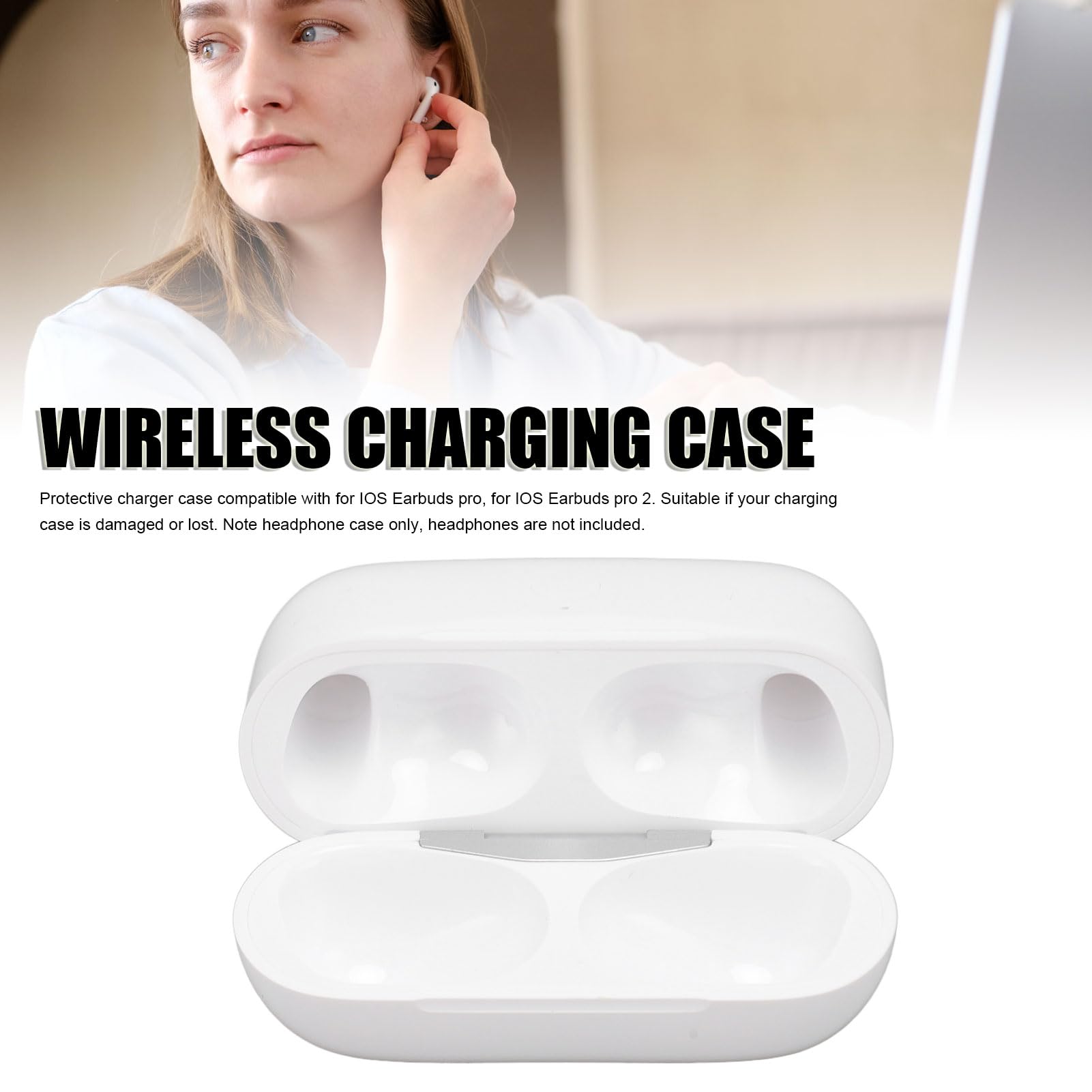Kabellose Ladehülle Kompatibel mit Earbuds Pro/Pro 2, Earbuds Pro Ladehülle Ersatz mit Bluetooth Kopplungs Synchronisierungstaste, Keine Ohrhörer