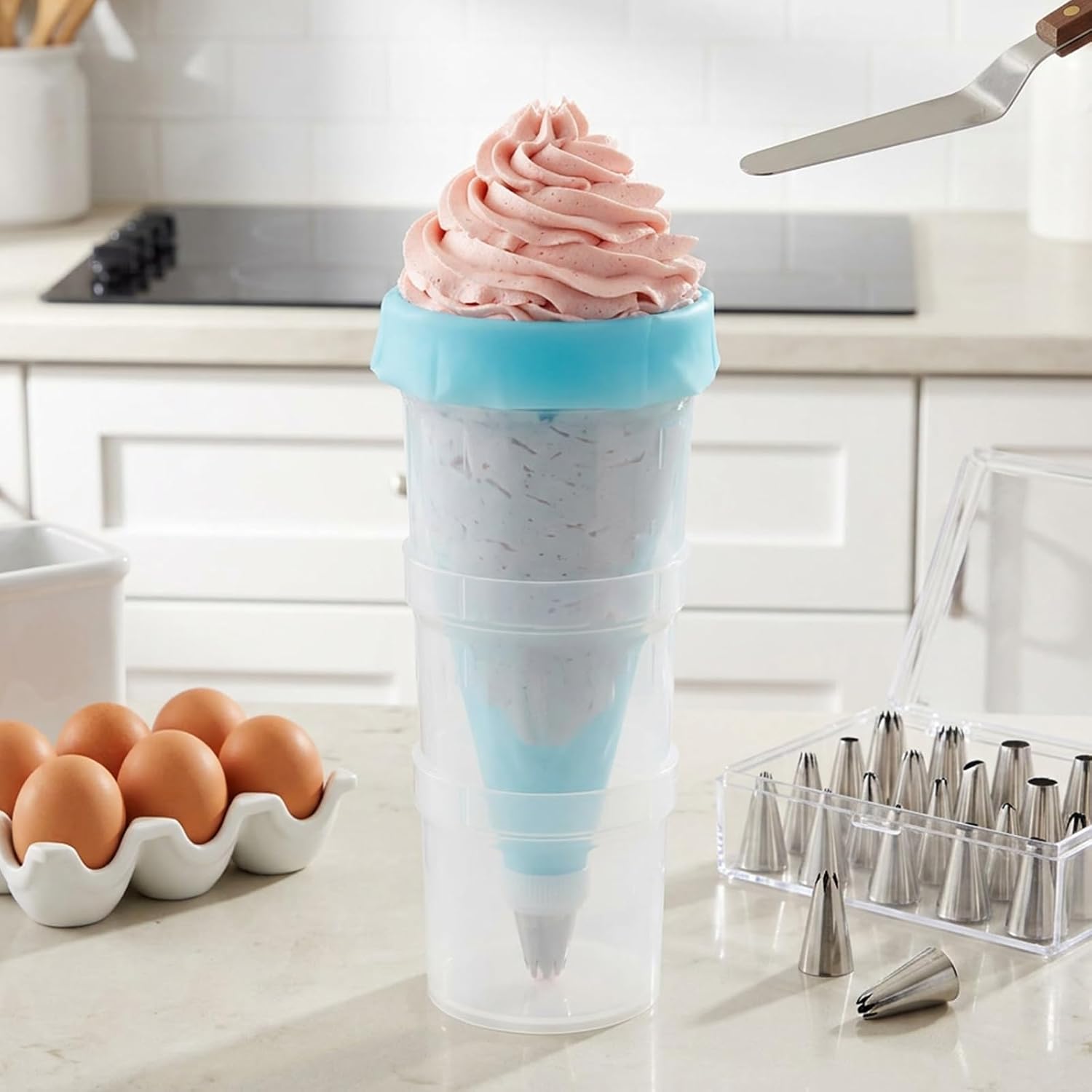 Piping Bag Holder Stand for Filling, Includes 2 Pastry Bags image 5