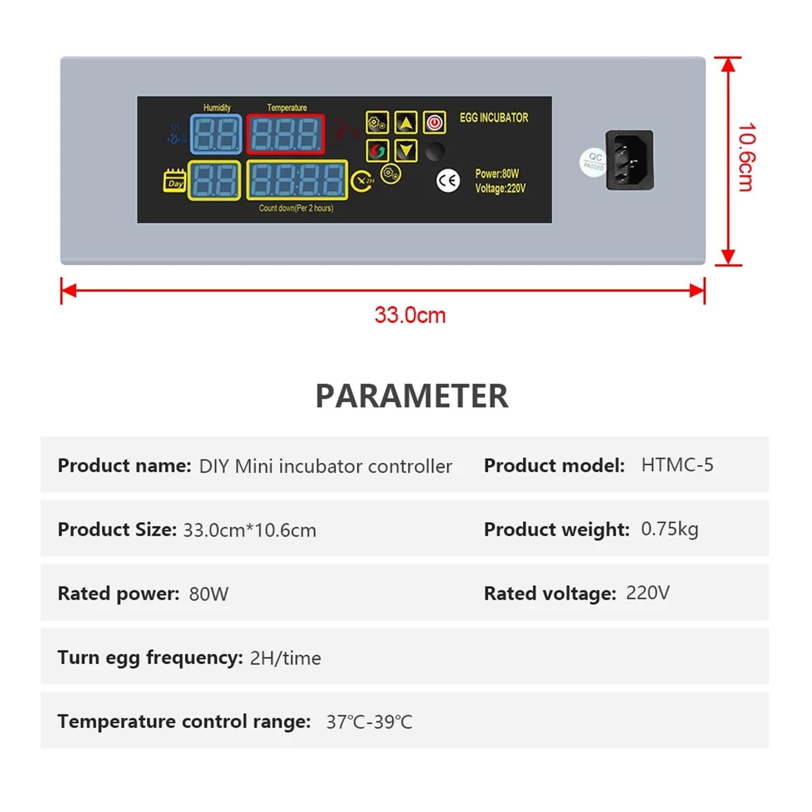 Temperaturregler, HTMC-5 Automatischer Eier-Inkubator DIY Konstanter Mini-Inkubator Zubehör Temperaturregler for Vögel Hühnerente Eier