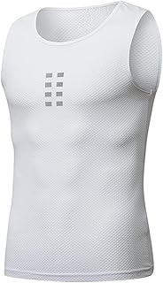 Henniu Camiseta masculina sem mangas para ciclismo, secagem rápida, colete de camada de base para bicicleta, colete de corrida de verão, elástico respirável, roupas esportivas para corrida, corrida,