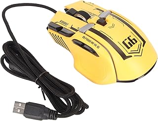 Plyisty Wired Gaming Mouse, 10 Keys Macro Programmable Mice with 13 RGB Lighting Modes, Support 6 Speed Adjustable DPI, for Office and Game (Yellow)